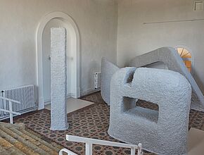 Edicules lainés, Nicolas Momein, 2021 - Bois, lattis métalliques, laine de roche - Agrandir l'image (fenêtre modale)